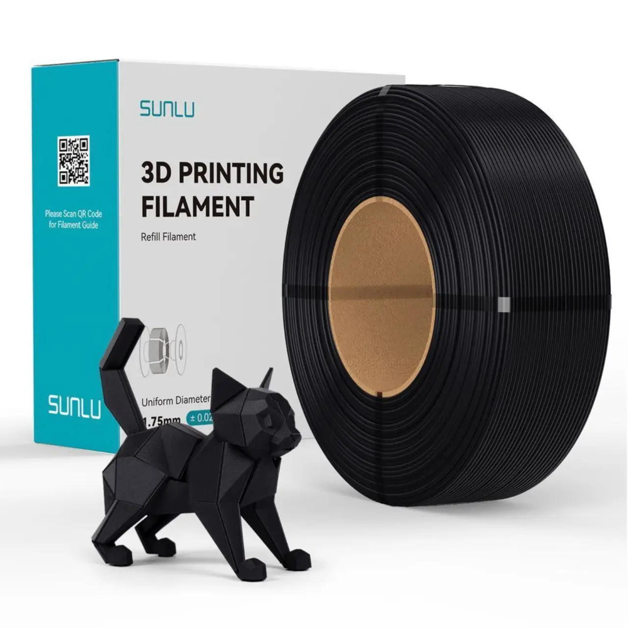 SUNLU PETG Black Refill 1 кг 1.75 мм — котушка філаменту